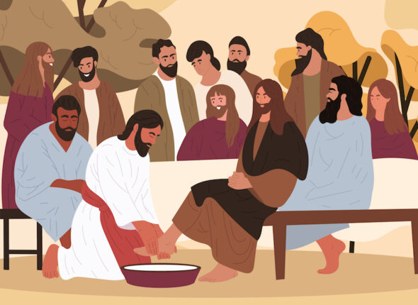 Jesus washes the feet of the apostles