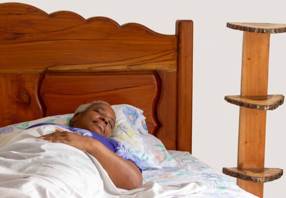 Older woman lying in her bed sleeping